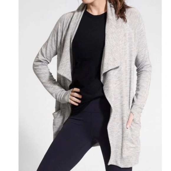 Athleta Sweaters - Athleta Studio Wrap Magnetic Closure Cardigan Light Gray Size XS